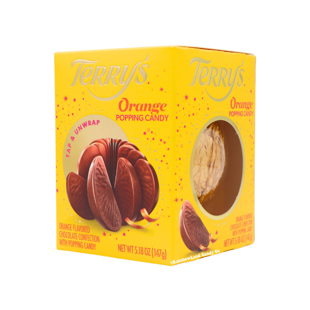 Terry's Chocolate Orange with Popping Candy in yellow packaging.