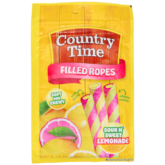Country Time Filled Ropes lemon-flavored chewy candy packaging.