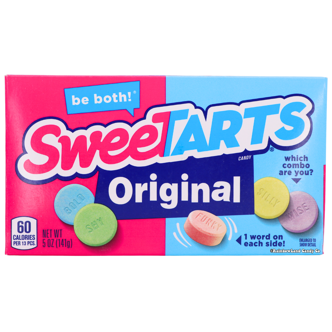 SweeTarts Theater Box with colorful candies and fun personality words.