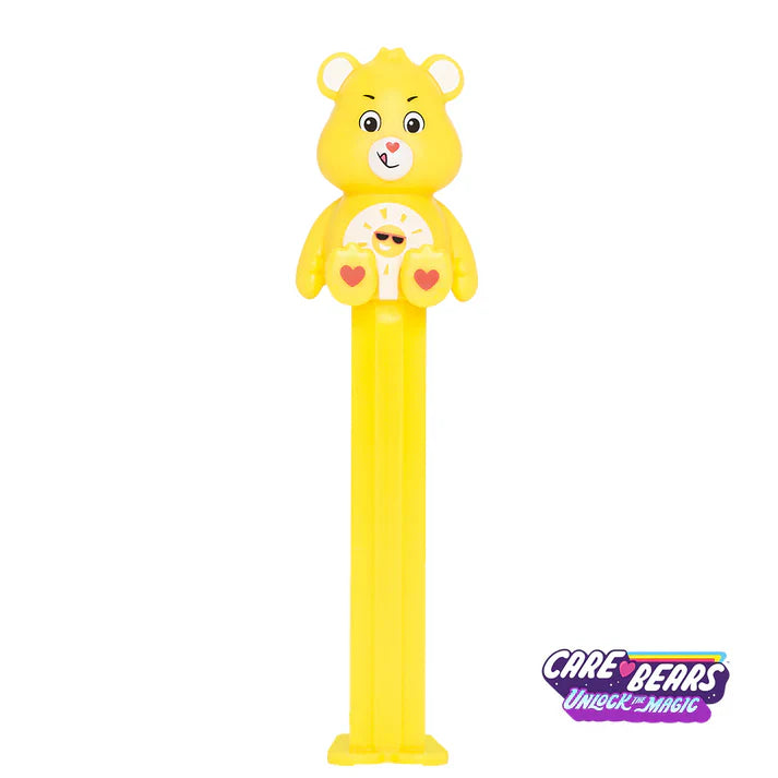 PEZ Care Bears dispenser featuring Funshine Bear with candy.