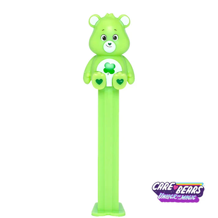 PEZ Care Bears dispenser featuring Good Luck Bear with candy.