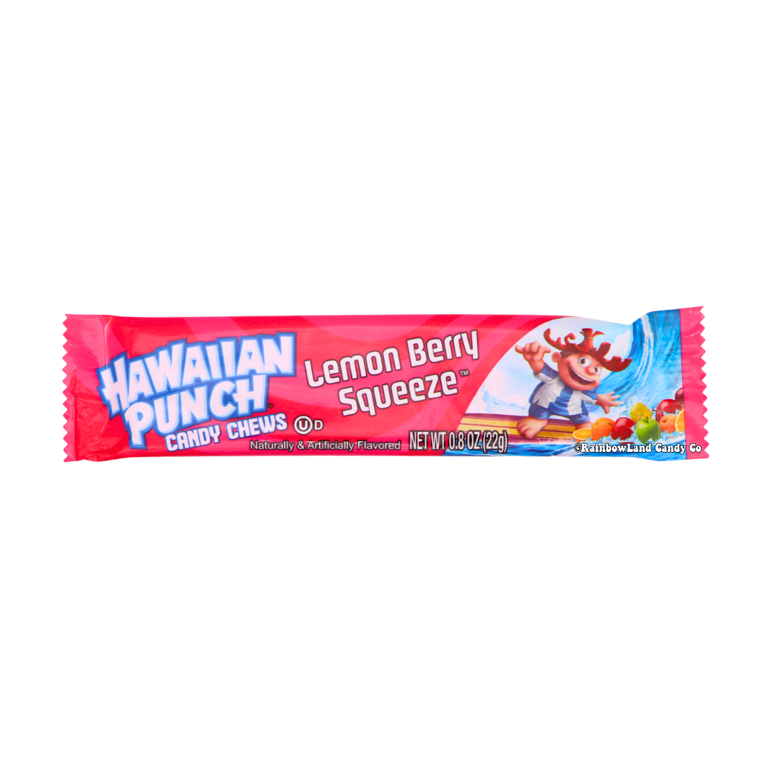 Hawaiian Punch Candy Chews Lemon Berry Squeeze packaging with vibrant tropical design.