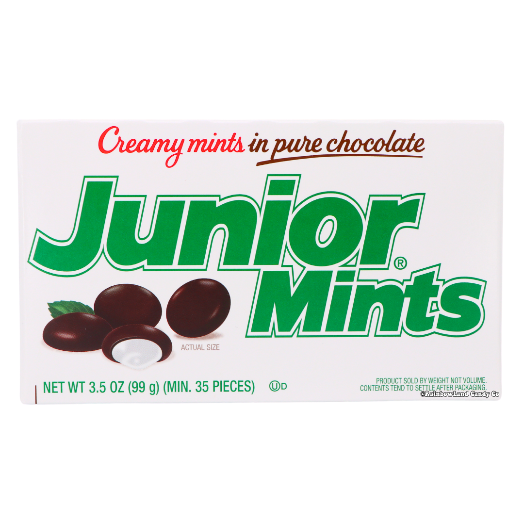Junior Mints theater box with chocolate and mint candies, 3.5 oz.
