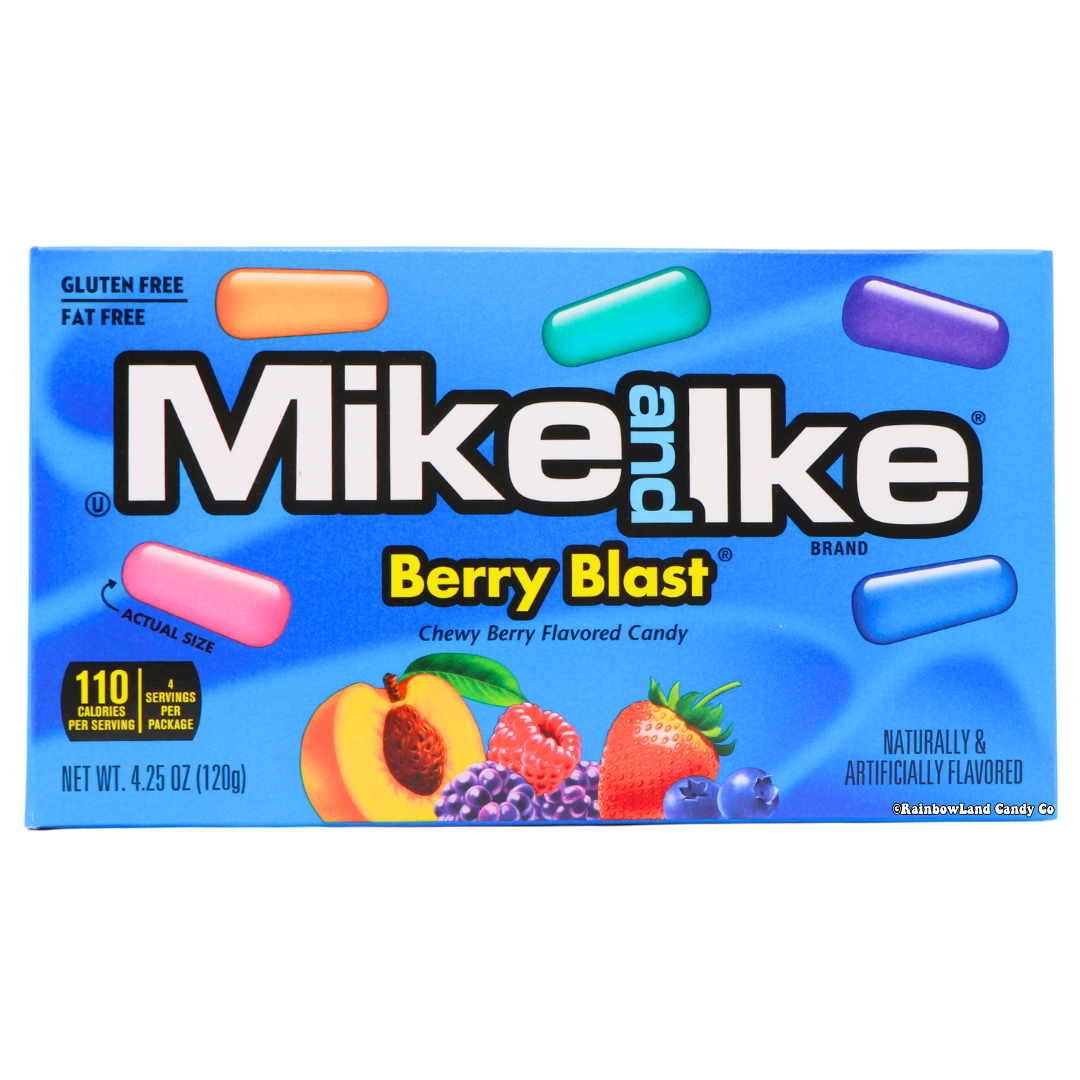 Mike and Ike Berry Blast Theater Box with assorted berry flavors.