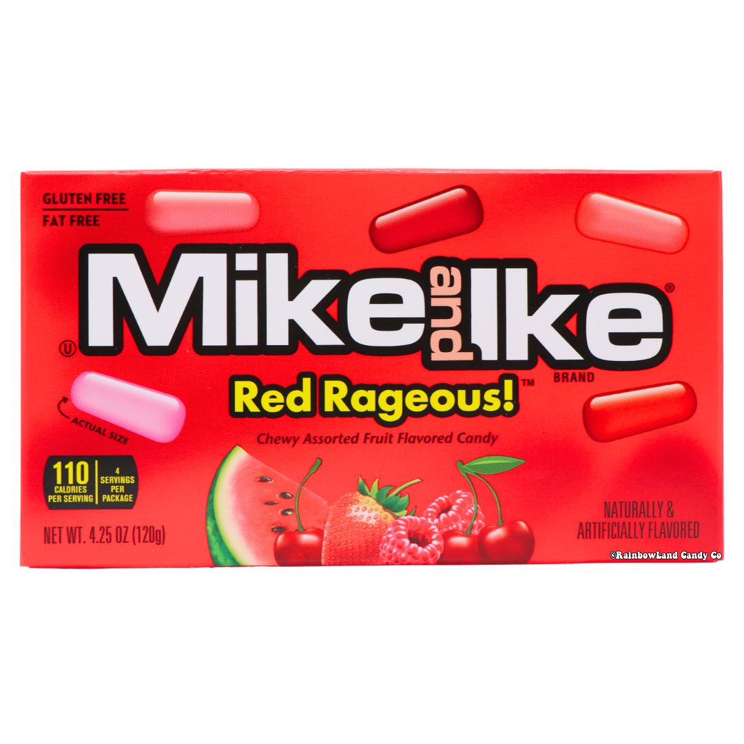 Mike and Ike Red Rageous theater box with chewy red fruit flavors, 4.25 oz.