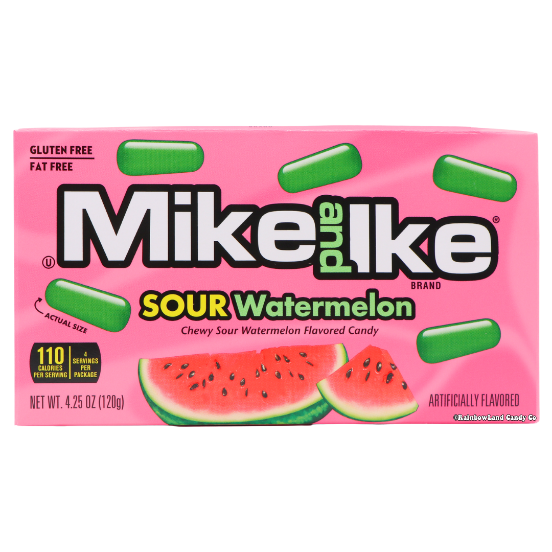 Mike and Ike Sour Watermelon candy box with juicy watermelon flavor, 4.25 oz.