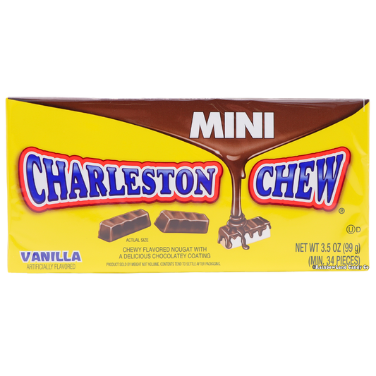 Mini Charleston Chew vanilla theater box with chocolate-coated nougat candies, 3.5 oz.