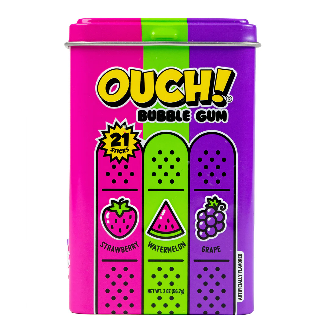 Ouch! Bubble Gum Tin | Bandage-Shaped Gum | 21 Sticks
