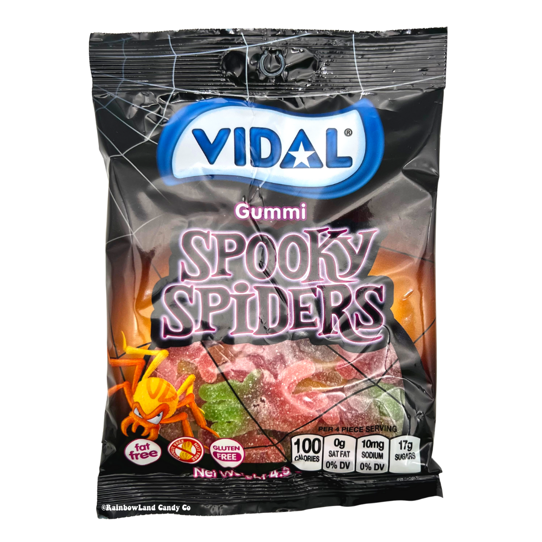 Bag of Gummy Spooky Spiders candy, 4.5 oz, Vidal.