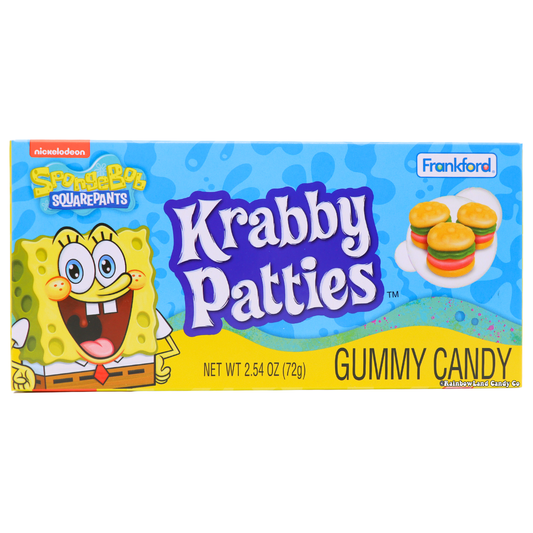 SpongeBob Krabby Patties Theater Box gummies with candy burger layers.