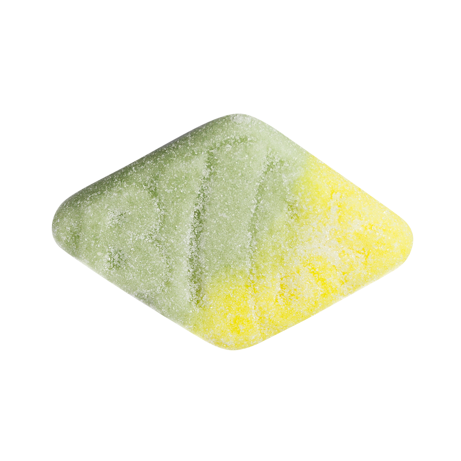 Bubs Sour Foam Rombs candy from Sweden, tutti frutti flavor, 6.8 oz bag.