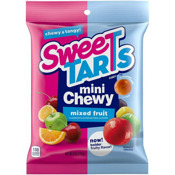 SweeTarts Mini Chewy candy bag with fruity flavors, 6 oz package.