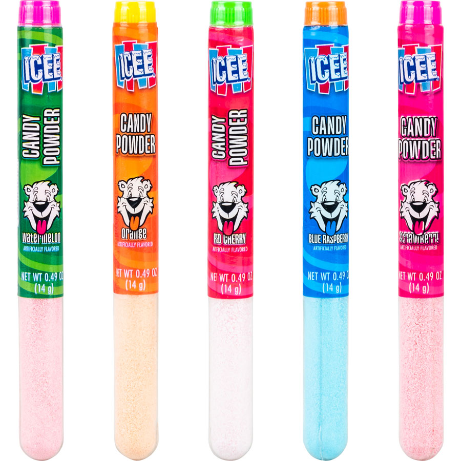 ICEE Sour Candy Powder Tube in assorted flavors.