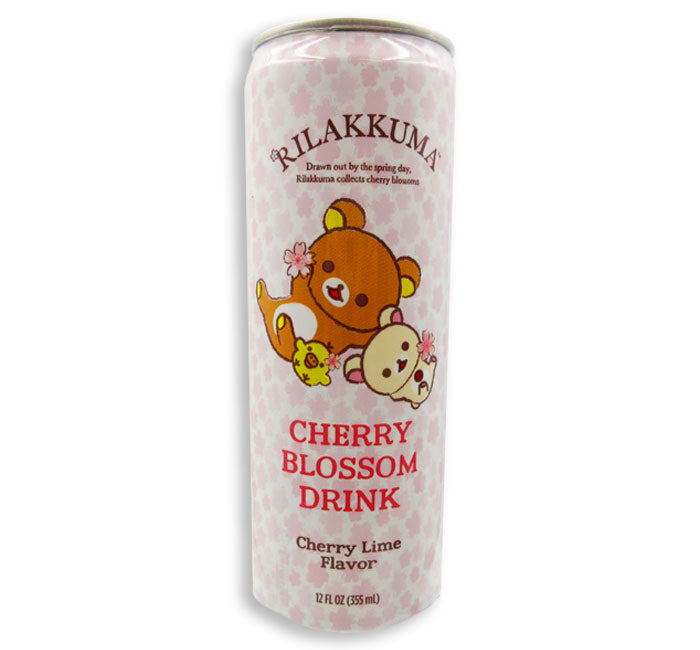 Rilakkuma Cherry Blossom Drink can with cherry lime flavor featuring Rilakkuma character.