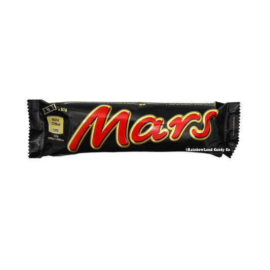 Mars Bar from UK with nougat, caramel, and milk chocolate.
