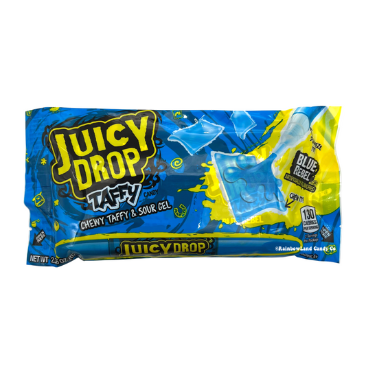 Juicy Drop Taffy with Sour Gel in Blue Rebel flavor packaging.