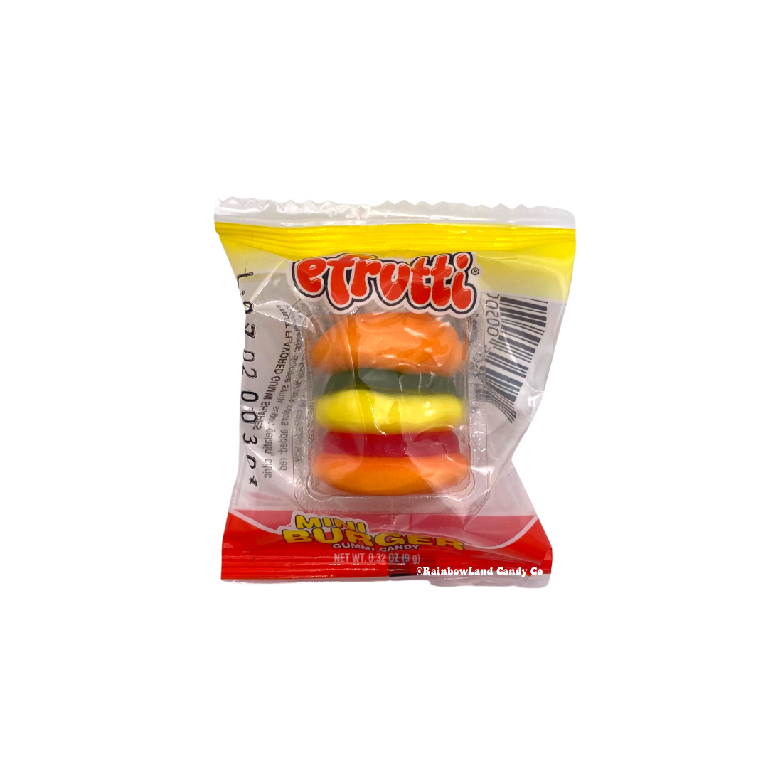 Efrutti Mini Burger candy in packaging.