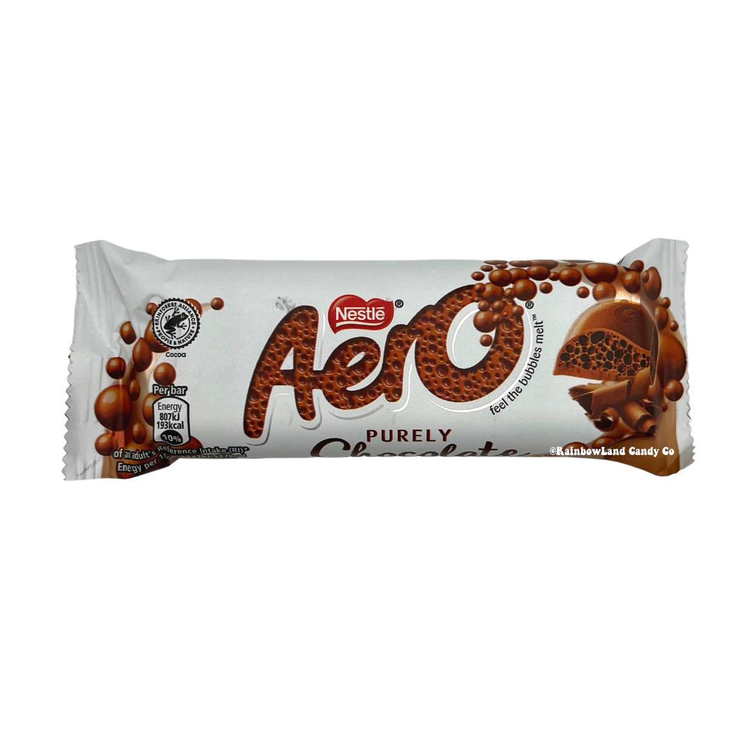 Aero Milk Chocolate Bar from the UK with bubbly air texture.