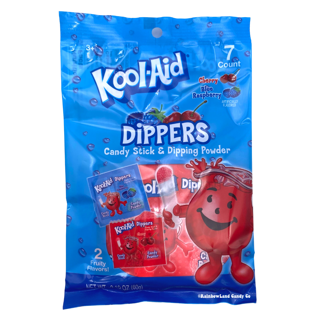Kool-Aid Dippers candy pack with cherry and blue raspberry flavors, 7 count.