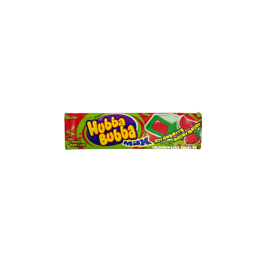 Hubba Bubba Max Strawberry Watermelon gum pack with 5 pieces.