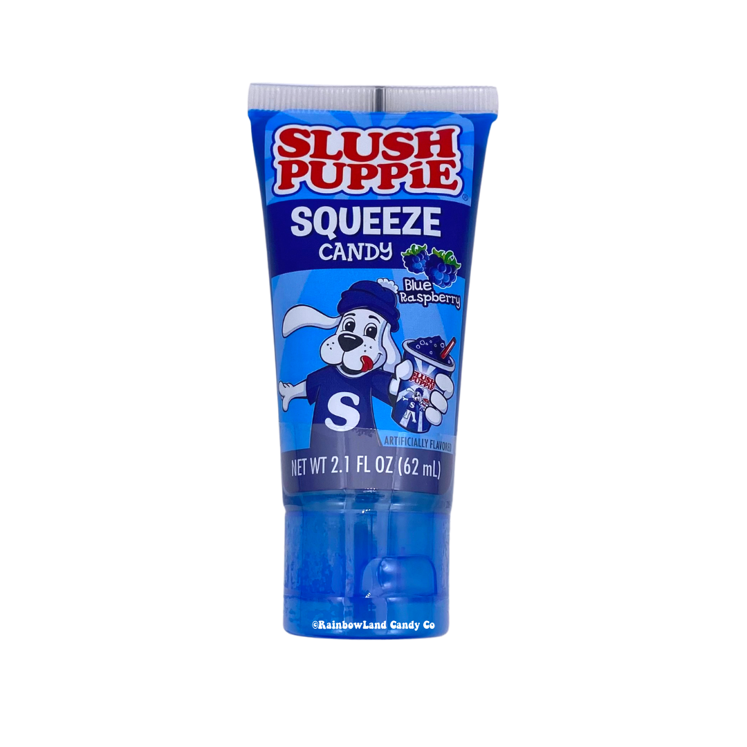 Slush Puppie Squeeze Candy tube, Blue Raspberry flavor.