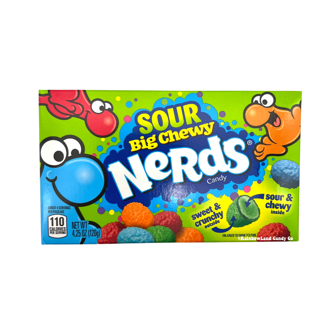 Nerds Big Chewy Sour theater box, 4.25-ounce, colorful chewy sour candy.