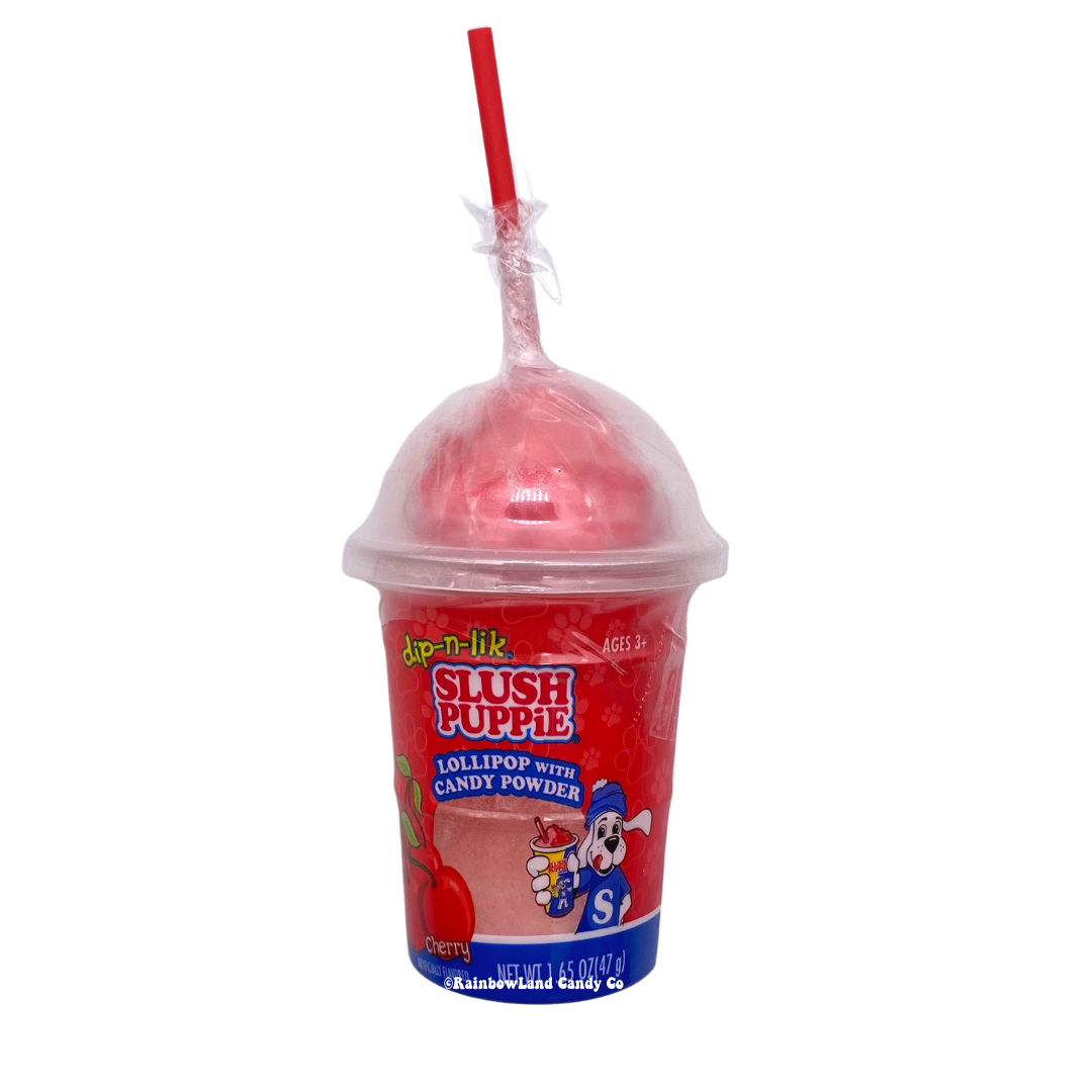 Slush Puppie Dip-N-Lik Candy with lollipop and dipping powder.