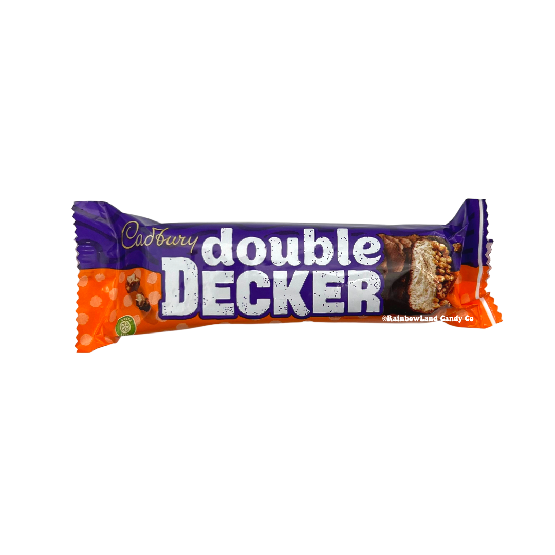 Double Decker Candy Bar with crispy cereal and nougat layers, covered in milk chocolate, from the UK.