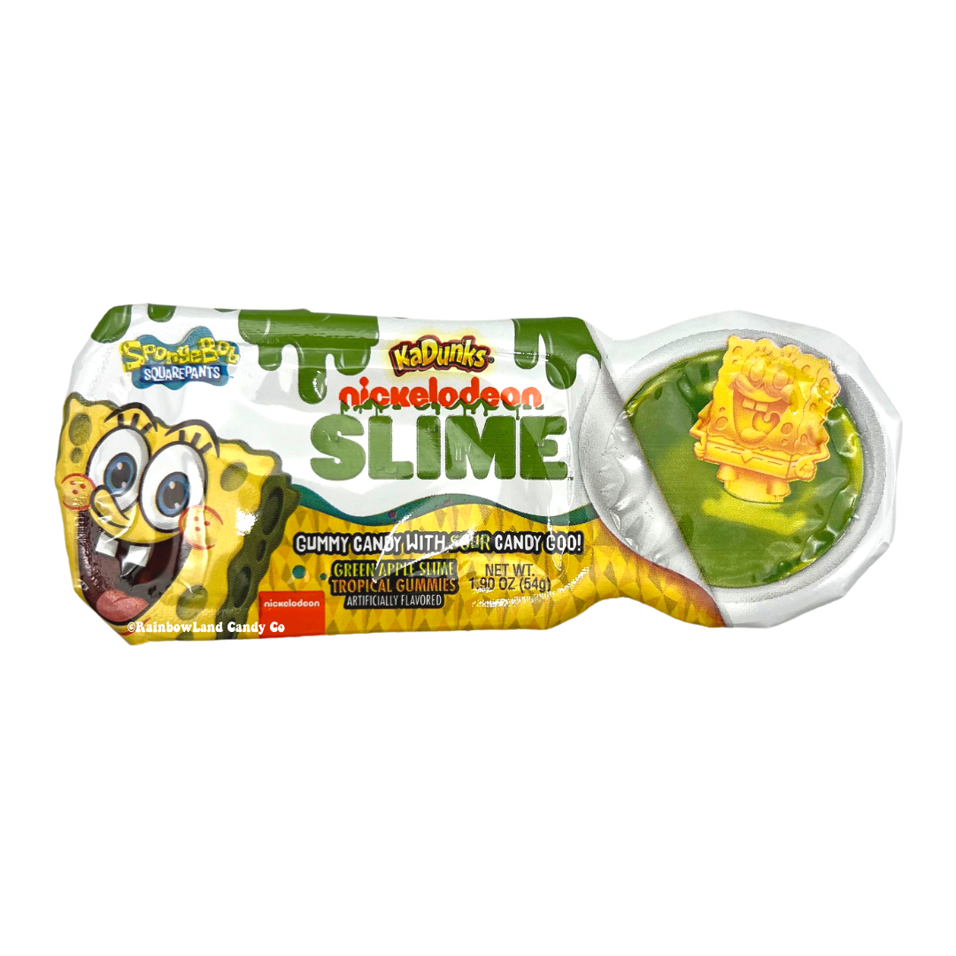 Spongebob KaDunks Candy with Spongebob shaped gummies and green apple slime.