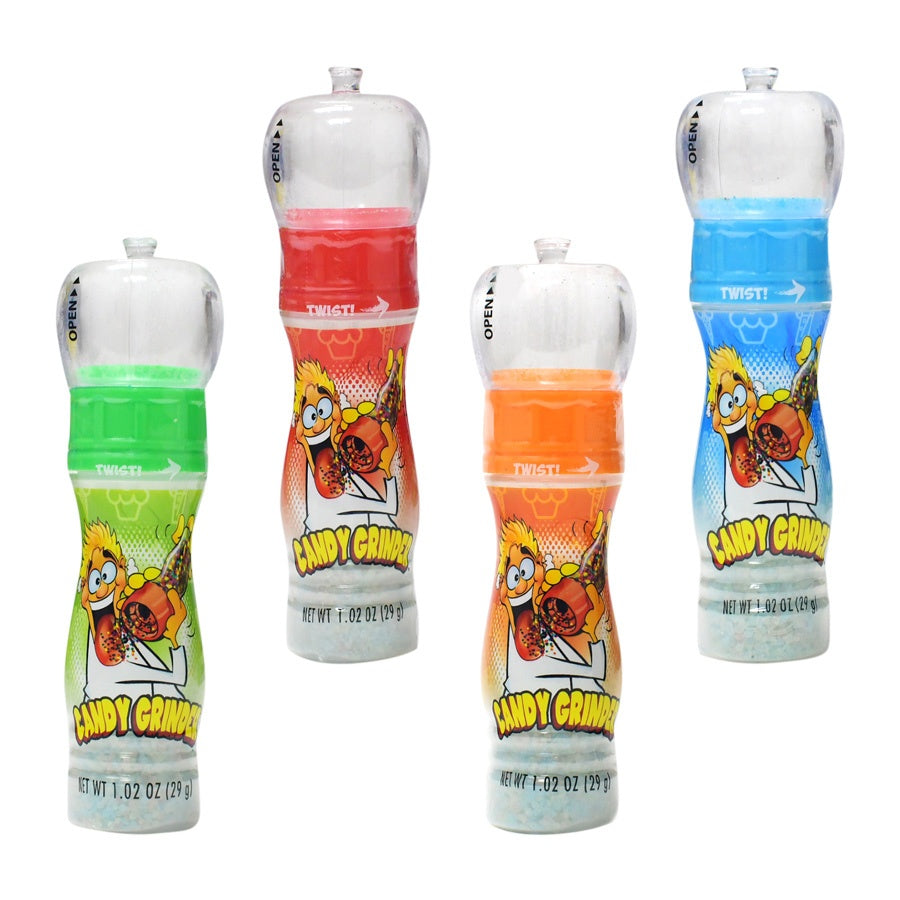 Candy Grinder with sour candy rocks in assorted colors.