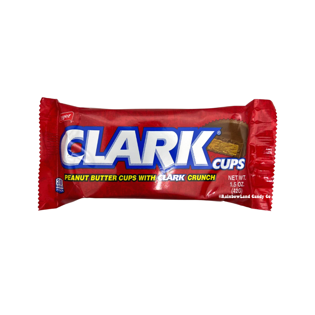 Clark Cups packaging displaying peanut butter cups with a classic Clark crunch.