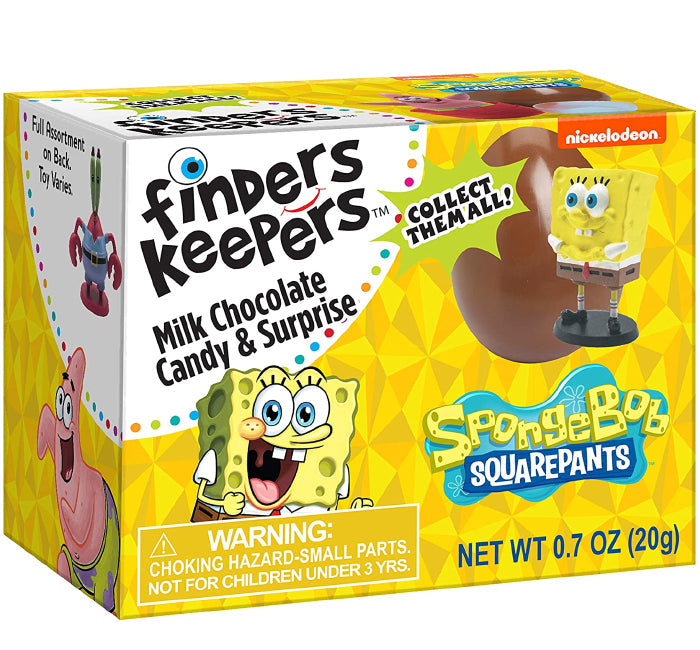 Finders Keepers SpongeBob milk chocolate egg with SpongeBob toy surprise.