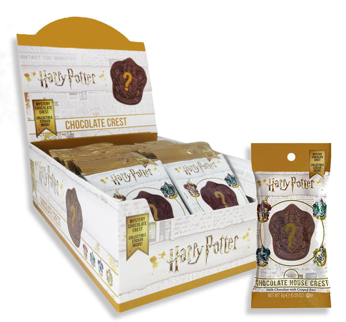Harry Potter Chocolate House Crests mystery packaging with a crest design.