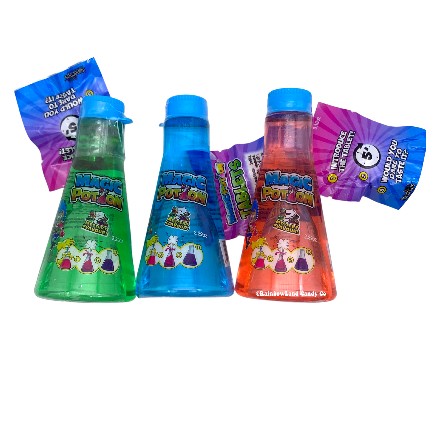 Magic Potion Liquid Candy bottles with random mystery flavors.