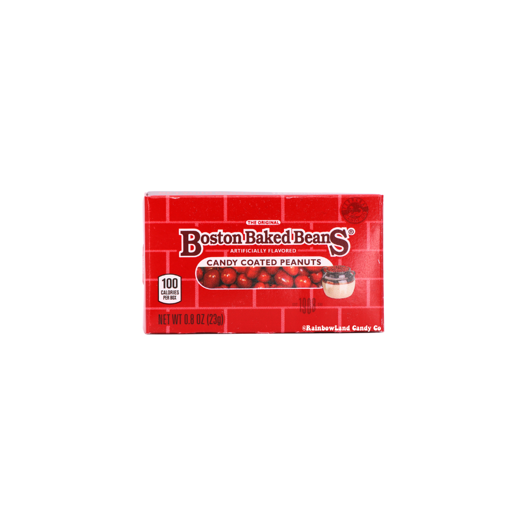 Boston Baked Beans candy box with roasted peanuts in a sweet red candy shell.