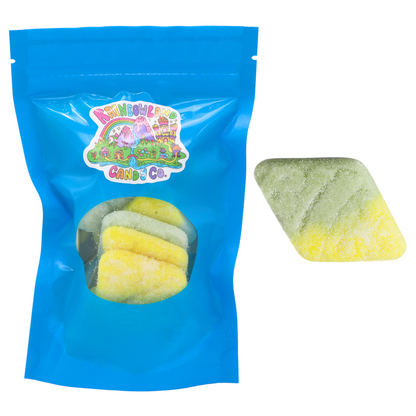 Bubs Sour Foam Rombs candy, 6.8 oz bag, tutti frutti flavor.