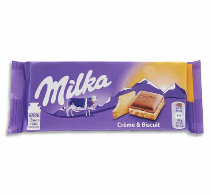 Milka Creme and Biscuit Milk Chocolate Bar (from Europe)