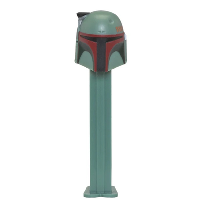 Boba Fett PEZ dispenser, green helmet with red and black visor markings, green dispenser.