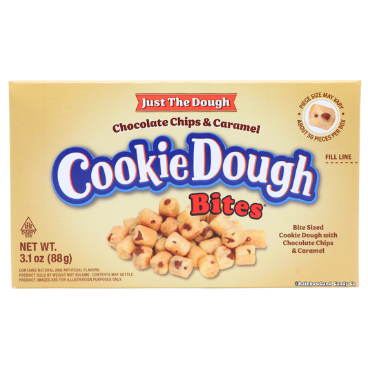 Cookie Dough Bites package featuring chocolate chips and caramel flavor.