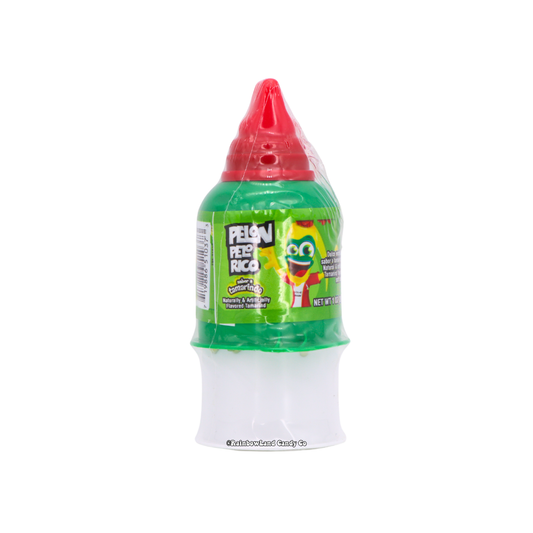 Pelon Pelo Rico tamarind candy bottle with red cap.