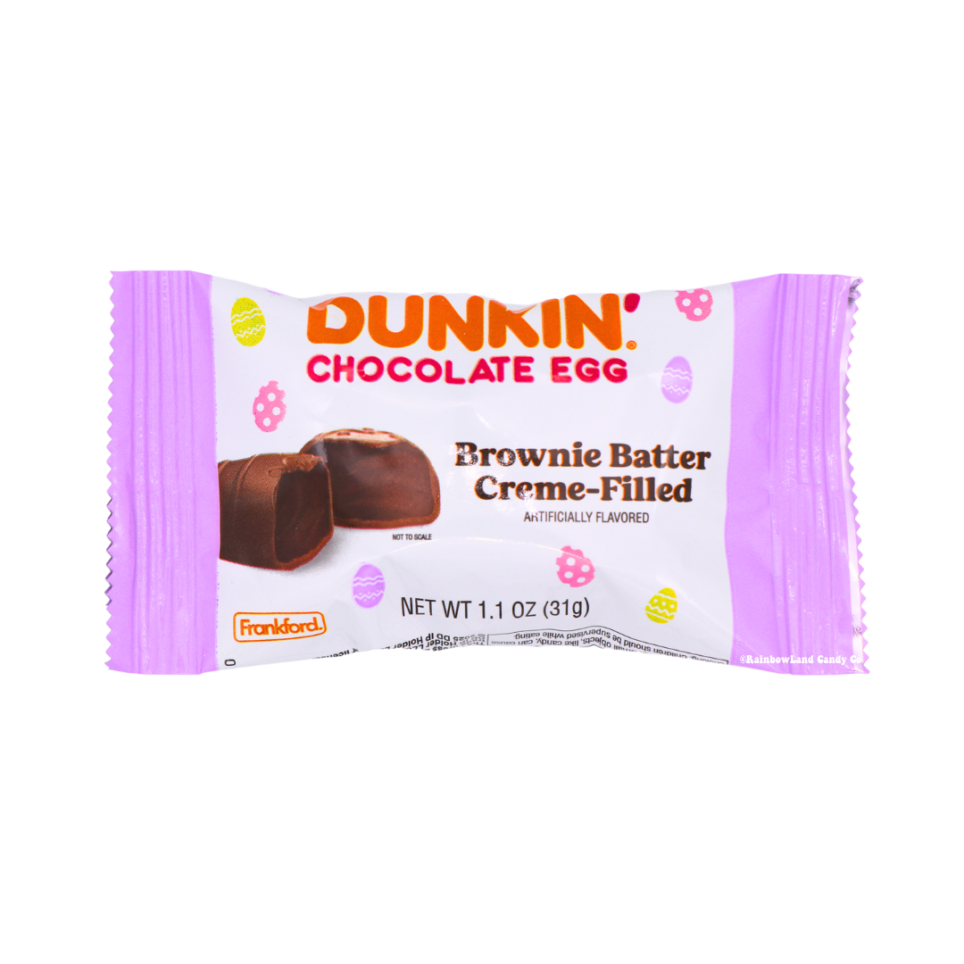 Dunkin Chocolate Egg brownie batter creme-filled Easter candy in a 1.1 oz package.