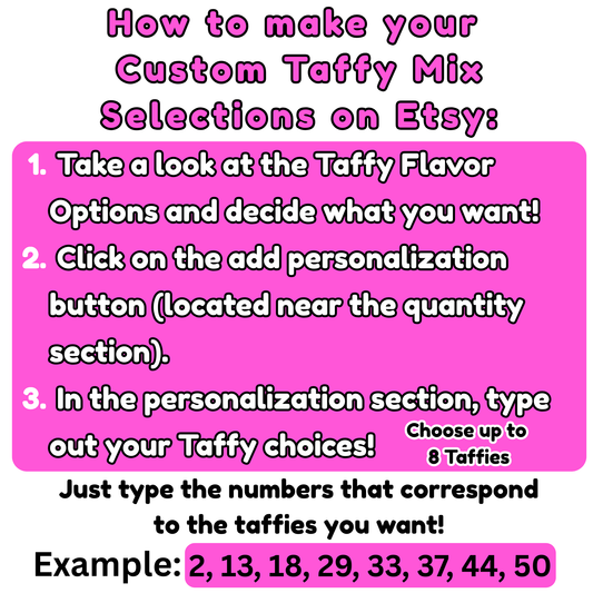 Custom Taffy Mix 16 oz - 1 lb Taffy Pick and Mix - Build your own Taffy Bag