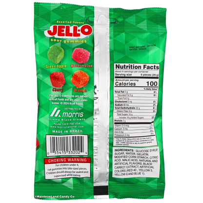 Jell-O Sour Gummies | Green Apple, Watermelon, Cherry, & Orange | 4.5 oz