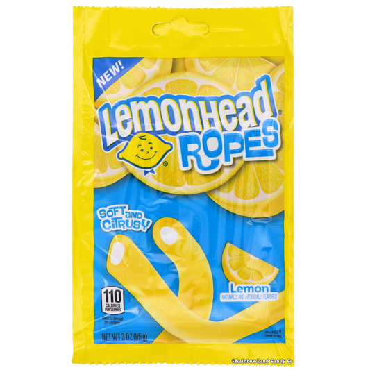 Lemonhead Ropes packaging with lemon flavor and soft texture.