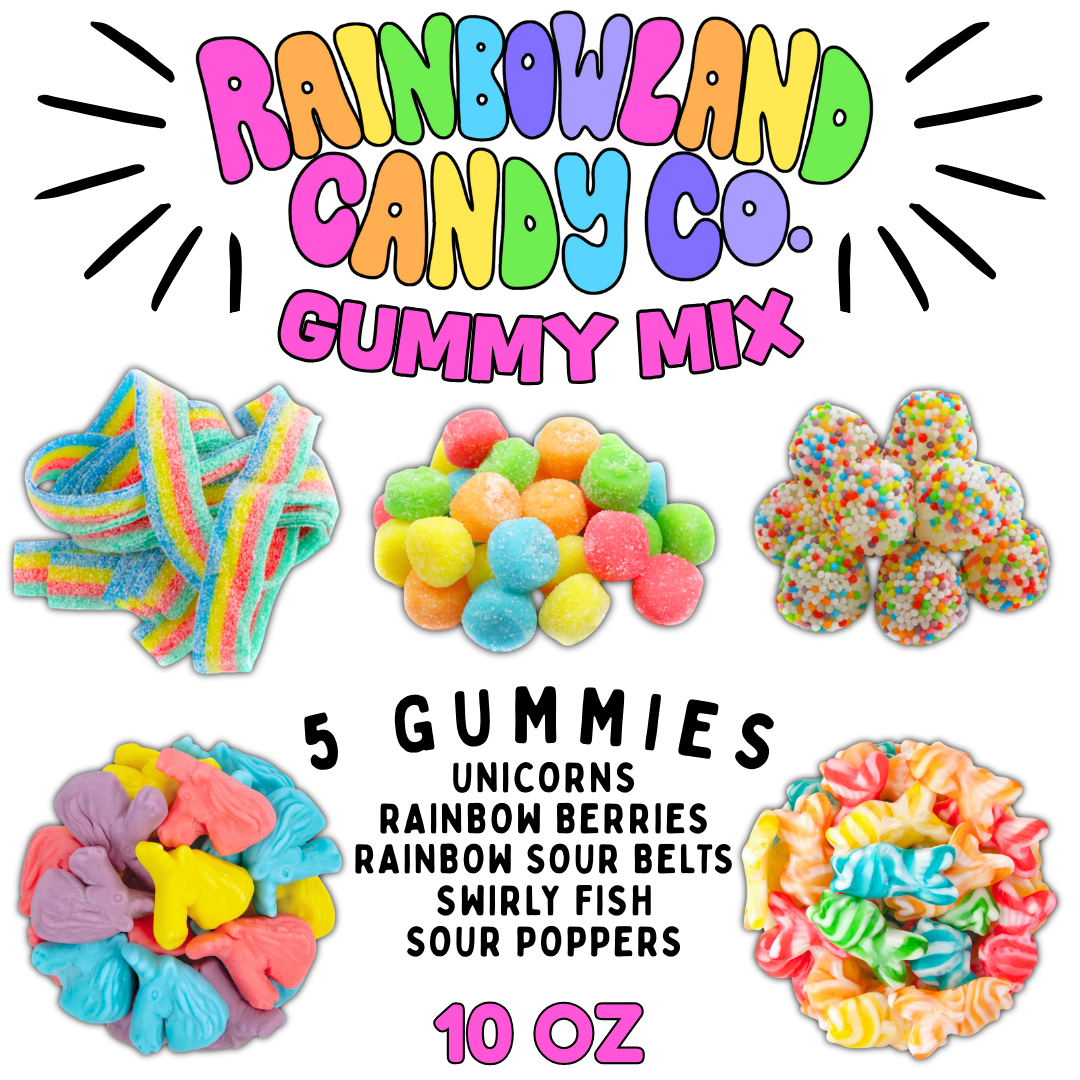 RainbowLand Gummy Mix (10 oz) - 5 Different Gummies! - Mix of the Live!