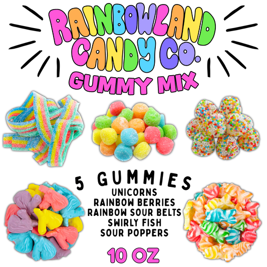 RainbowLand Gummy Mix (10 oz) - 5 Different Gummies! - Mix of the Live!