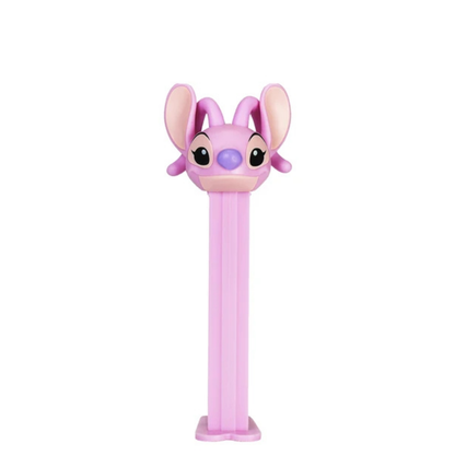 Lilo & Stitch Angel PEZ dispenser with pink fur and a sweet expression, pink dispenser.