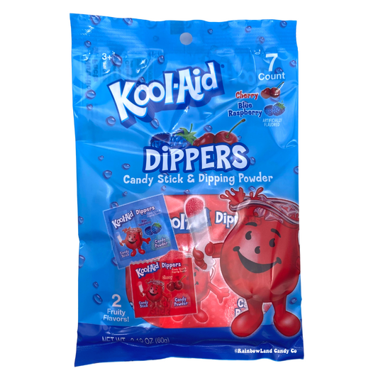 Kool-Aid Dippers candy pack with cherry and blue raspberry flavors, 7 count.