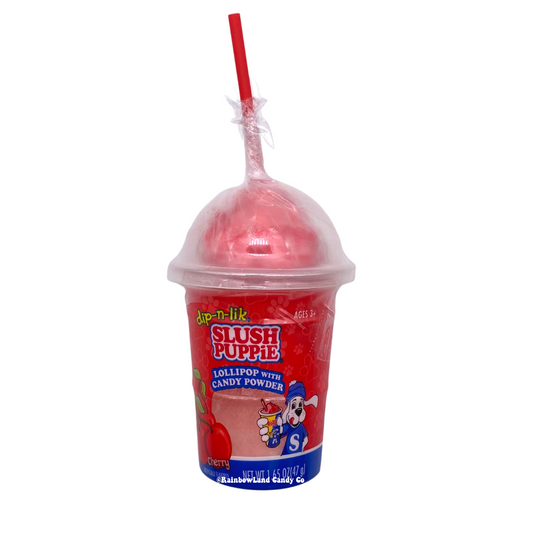 Slush Puppie Dip-N-Lik Candy with lollipop and dipping powder.