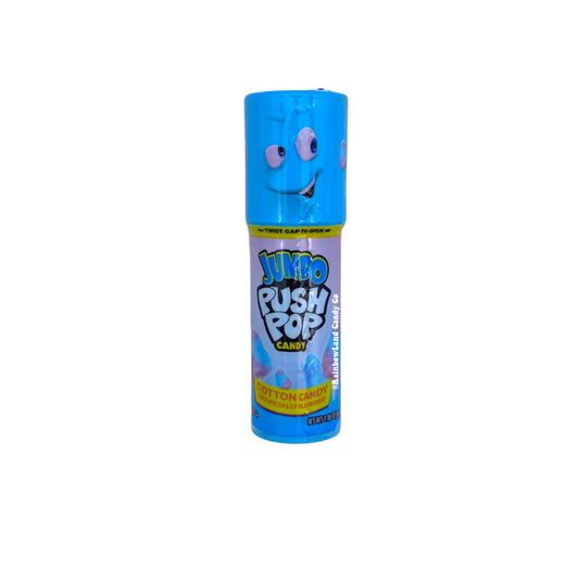 Jumbo Push Pops candy in Cotton Candy flavor packaging.